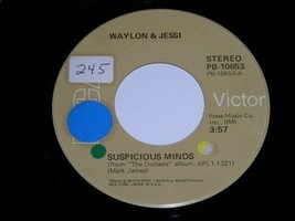 Waylon Jennings Jessi Coulter Suspicious Minds I Ain&#39;t The One 45 Rpm Record - £12.54 GBP