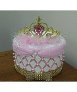 Gold and Pink Princess Baby Girl Shower 1 Tier  Bling Diaper Cake - £23.98 GBP
