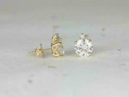 3Ct Rund Künstlicher Diamant Ohrstecker Damen Ohrringe 14k Gelb Vergoldet - £152.80 GBP