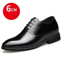 Increase 6 CM Men Leather Fashion Shoes Hidden Heel Men Dress Shoes Formal Heigh - £135.69 GBP