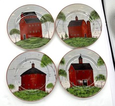 Sakura by Warren Kimble Barns Set of 4 Collectible 8&quot; Salad/Lunch/Desser... - £34.43 GBP