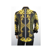 Men's Sports Shirt By Barocco Fashion Printed Long Sleeves Soft Feel EFS75 Black image 10