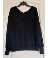 Main Strip Open Knit V Neck on Front and Back Pullover Black Sweater Siz... - £12.61 GBP