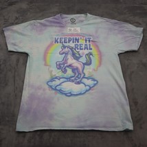 DOM Shirt Womens L Purple Casual Dye Whimsical Unicorn Graphic Design Tee - £12.64 GBP