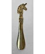 1985 Solid Brass Unicorn Shoehorn 8 1/4 Inch  Fleur-de-lis Shoe Horn - $34.65