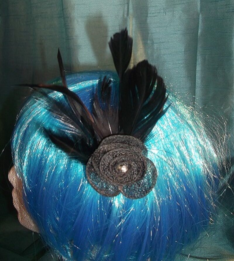 STEAMPUNK/BURLESQUE BLACK ROSE Fascinator-wedding/prom/halloween/party - $11.36
