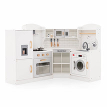 Corner Play Kitchen Toddler Kitchen Playset w/Range Hood, Ice Maker, Microwave - £229.90 GBP