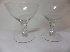 2 Low Champagne Clear Twisted Stem Goblets Glasses Orrefors Spiral? - £23.67 GBP