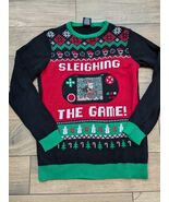 Sleighing The Game Ugly Christmas Sweater Gamer XL Black Crew Neck Long ... - $12.00