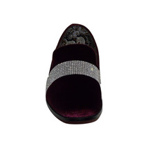 Men Formal shoes After midnight Velvet silver Crystal Slip on 6715 Burgundy new. image 7