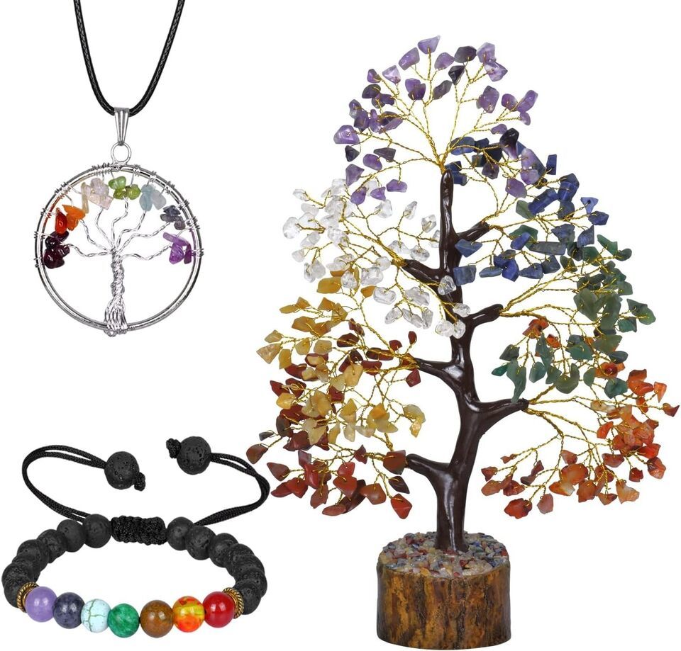 Benevolence Seven Chakra Crystal Tree Bracelet Pendant - $31.34