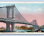 Manhattan Ponte New York Ny Nyc Unp Non Usato Wb Cartolina J17 - $5.07
