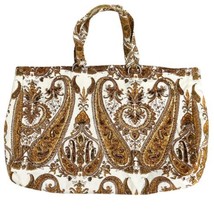 Murval Paisley Canvas Tote Bag Fall Colors Brown Orange White 12&quot; x 20&quot; - $17.10