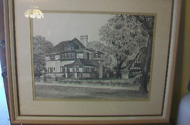 HILLS-DECARO Frank Lloyd Wright House, Original 1 Of 1 Pencil Drawing, Framed - £4,785.05 GBP