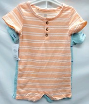 Baby Boys' 9M 2pk Striped Blue Whale Rompers Just One You  Carter's, Orange image 2