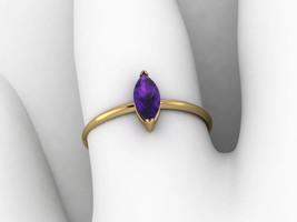 Purple Amethyst Marquise Gemstone 925 Sterling Silver Handmade Women Ring - $48.00