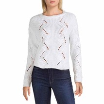 Love by Design Open Knit Crew Neck Long Sleeve Sweater White Pullover Si... - £19.14 GBP