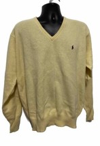 Ralph Lauren Polo Jumper V Neck Knit Sweater, Yellow, Mens Large - £20.27 GBP