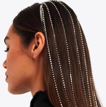 Bohemian Long Tassel Hair Chain Hanging Hair Jewelry for Women Luxury Rhinestone - £15.17 GBP