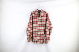 Vintage J Crew Mens Large Double Pocket Collared Flannel Button Shirt Plaid - £34.99 GBP