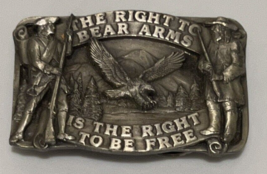 Vintage Article II &quot;The Right to Bear Arms to be FREE&quot; Pewter BELT BUCKLE 1982 - £14.23 GBP