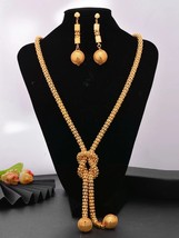 wando India Jewelry Set Gold Color/Copper Necklace Earrings Arab Dubai Wedding P - £35.74 GBP