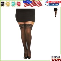 Comfortable Black Sheer Thigh High Stockings with Lace Top for Every Occ... - $22.57 CAD