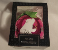 Polar Bear Glass Christmas Tree Ornament 2022 Pink - £9.83 GBP