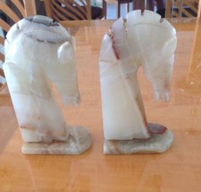 VTG Mid-Century Modern Marble Horse Head Book End Set of 2 Pair Equester... - $89.09