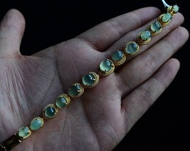 Cert&#39;d Fine Natural A Icy Translucent Jadeite Jade Bracelet Oval Cabocho... - £488.31 GBP