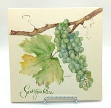 Handpainted 8X8 Tile Trivet &quot;Sauvignon Blanc&quot; Signed V. Casqueiro Made in Italy - £23.48 GBP