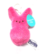 NEW Pink Fuschia PEEPS 4&quot; BUNNY PLUSH BACKPACK CLIP - $6.78 CAD