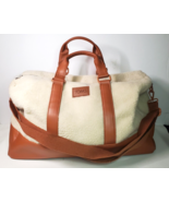 TOMS Ivory Sherpa Duffle Weekender Travel Bag Tote Cognac Brown-White New - £34.81 GBP