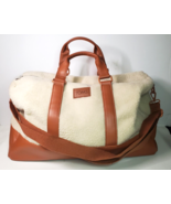 TOMS Ivory Sherpa Duffle Weekender Travel Bag Tote Cognac Brown-White New - £34.99 GBP