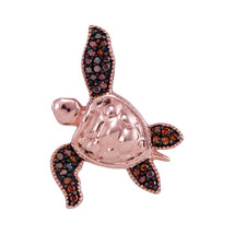 10k Rose Gold Womens Red Color Enhanced Diamond Sea Turtle Tortoise Pendant - £185.84 GBP