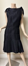 New Chanel Silk Blend Metallic Black Pleated Dress Size 38 - £2,034.81 GBP