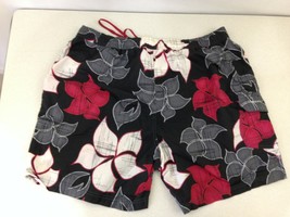 Jantzen Sport Men&#39;s Black Red Floral Mesh Lined Elastic Waist Swim Trunk... - £5.95 GBP