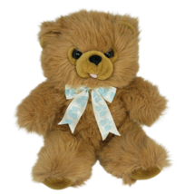 17&quot; VINTAGE FAIRVIEW BROWN TEDDY BEAR W/ BLUE BEAR BOW STUFFED ANIMAL PL... - £66.50 GBP