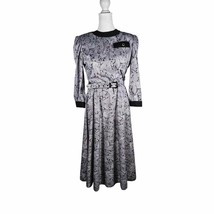 Whirlaway Vintage Womens Dress Purple and Black Paisley Belted Size 6P - $35.28