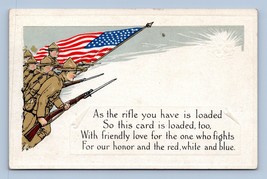 WWI Army Infantry Charge Patriotic Flag Patriotic Poem UNP Embossed Postcard M14 - £7.74 GBP