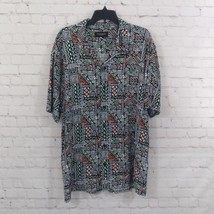 Pacsun Shirt Mens XL Black Geometric Short Sleeve Button Up Casual Rayon... - £15.94 GBP