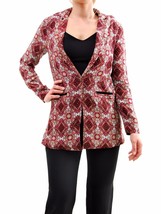 FOR LOVE &amp; LEMONS Womens Blazer Crepe Lightweight Floral Maroon Size M - £65.17 GBP