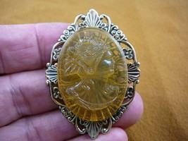 CM9A-18) Psyche GREEK MYTHOLOGY clear honey oval CAMEO brass Pin pendant... - $472.84 MXN