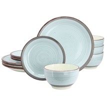 Gibson Home Holcomb 12 Piece Ceramic Dinnerware Set in Light Blue - $87.49
