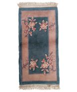 Handmade vintage Art Deco Chinese rug 2&#39; x 3.9&#39; (61cm x 121cm) 1970s - £718.97 GBP