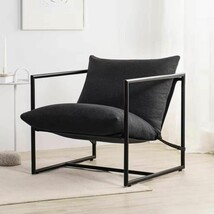 Modern Dark Grey Upholstered Accent Chair with Metal Frame - $4,795.66 MXN