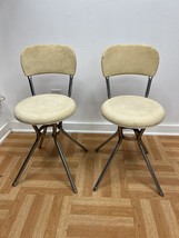 Vintage COSCO STOOL PAIR chrome swivel chair mid century modern round 50... - $89.99
