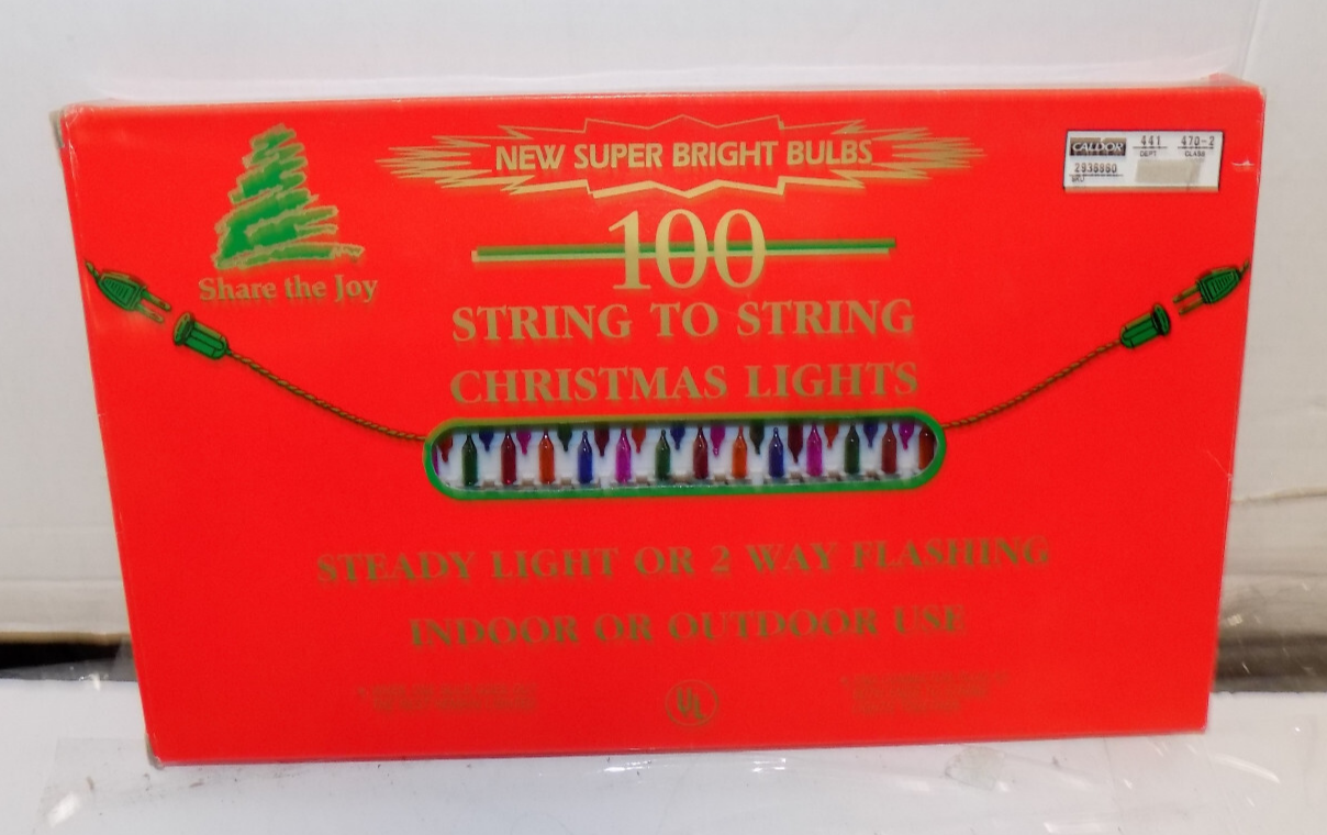 Vintage Share The Joy 100 Multicolor Christmas String Light Set NIB - $8.80