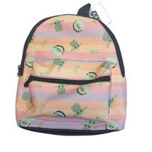 Bioworld Star Wars MINI Backpack Pink Multi-Color Grogu Baby Yoda Frog 11&quot; x 9&quot; - £22.34 GBP