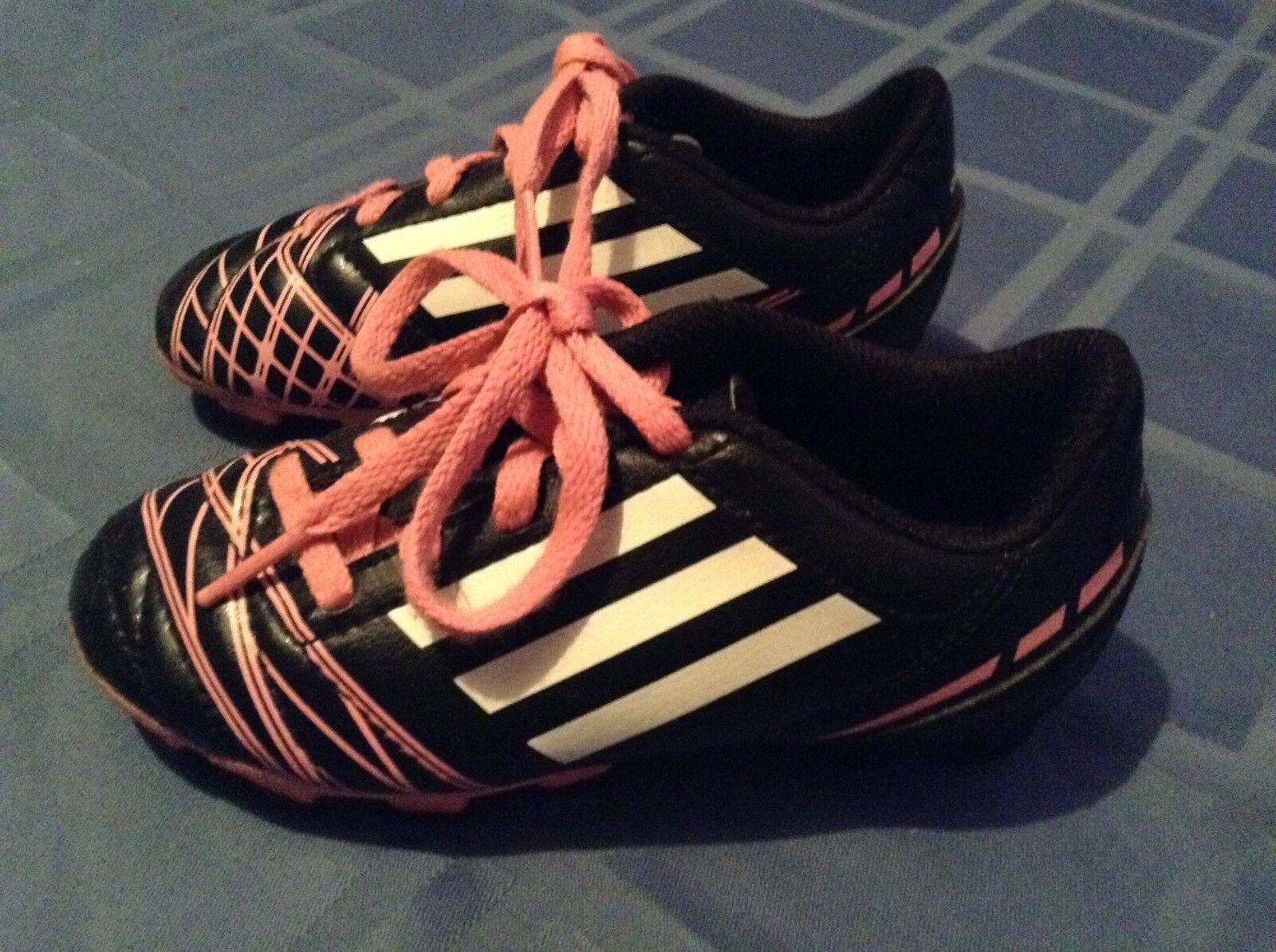 Primary image for Adidas cleats Girls Size 10.5 black pink soccer baseball softball  shoes striped
